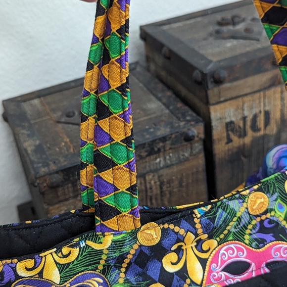 Hand Crafted Bingo/Tote Bag "Mardi Gras" 100% Cotton - Picture 5 of 6